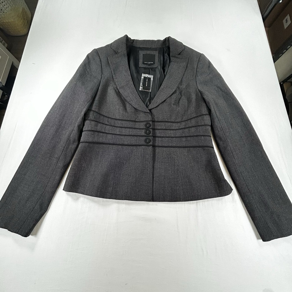 NEW The Limited Gray Stretch Tailored Blazer Sz 10 Button Career Office Jacket